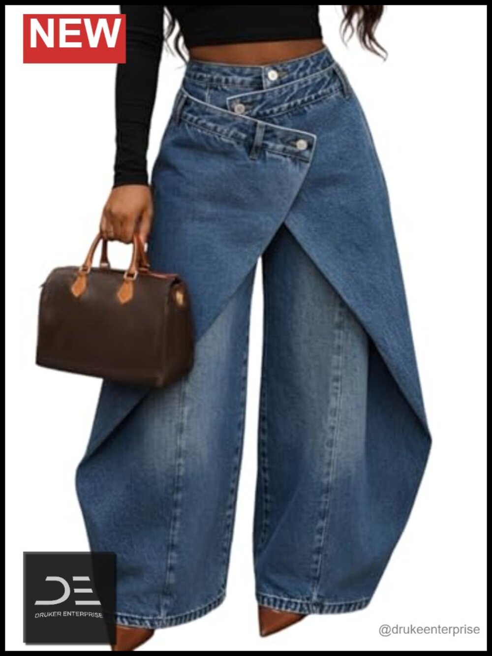 Women's High Waist Baggy Cargo Pants Y2K Asymmetrical Wrap Harem Wide Leg